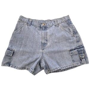 Y2K Riveted by Lee Shorts Womens 12 Light Wash‎ Denim Cargo D-Ring 4 Inch Inseam